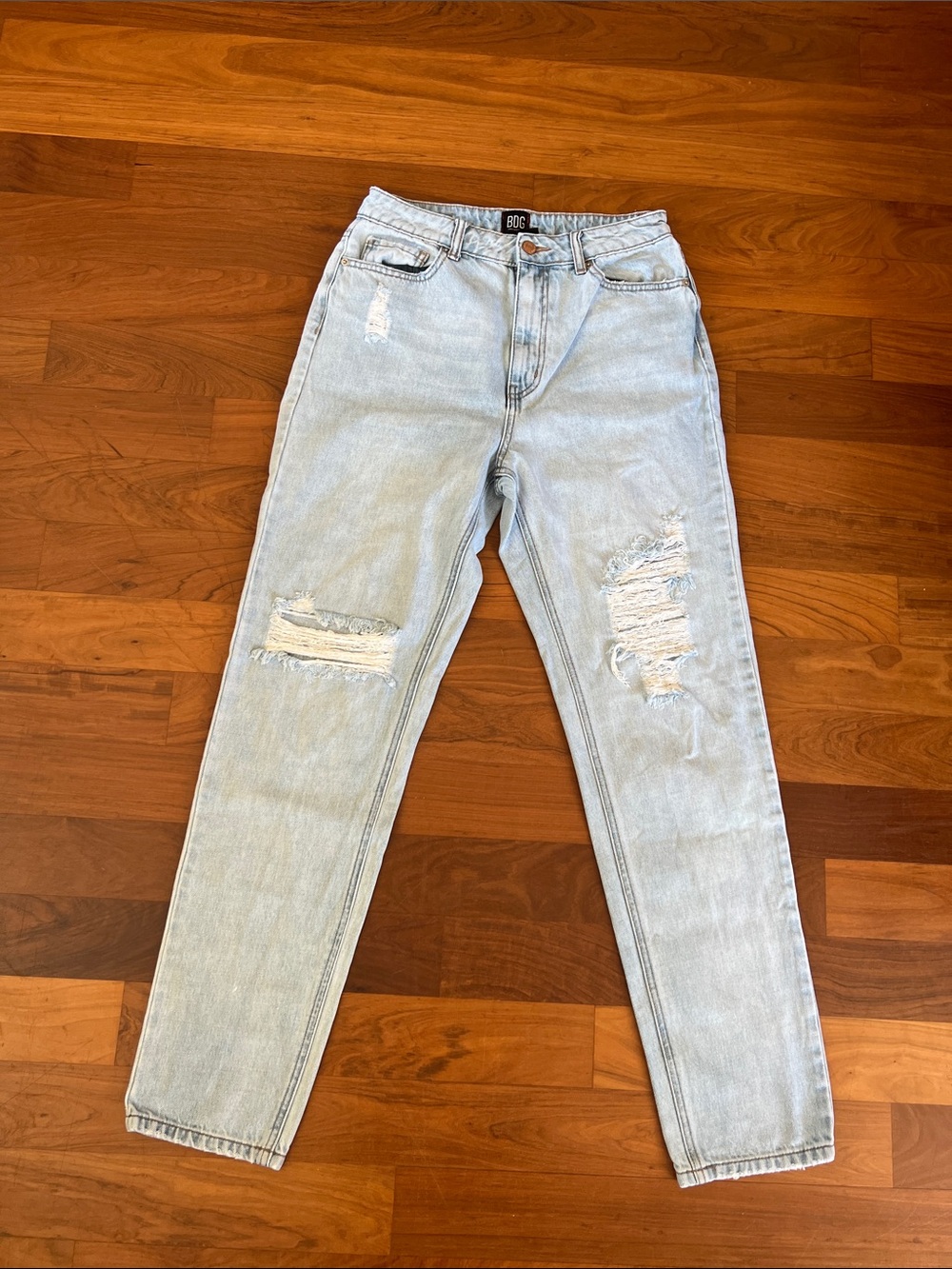 Urban Outfitters BDG Light Blue Distressed High Rise Mom Jeans